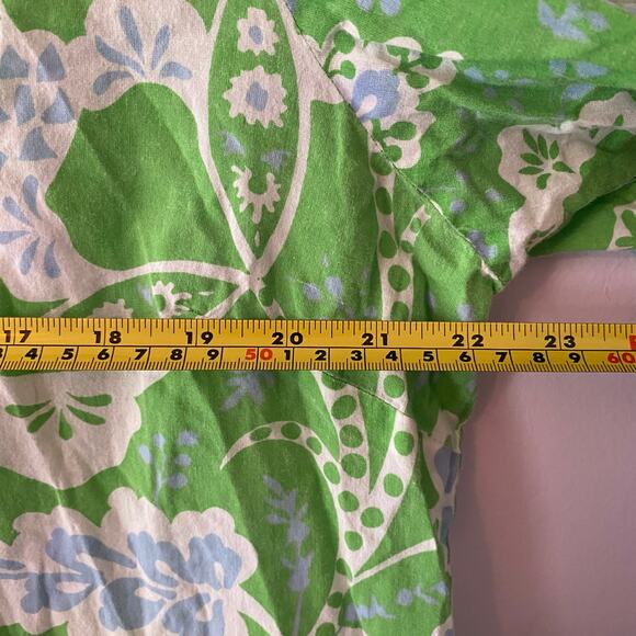 Gretchen Scott Green Blue Button Down Comfy Cozy Shirt Floral Print size Medium - Picture 10 of 12